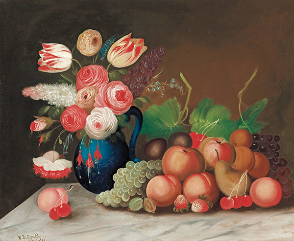 "Still life with fruit and flowers" by William Buelow Gould