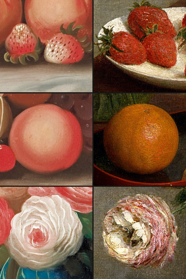 comparison of still lifes by W.B. Gould and Henri Fantin-Latour